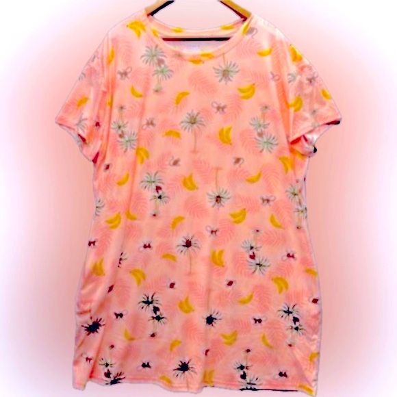 Pink Palm Tree, Monkey, Banana Print Women's Pajama. - Picture 1 of 2